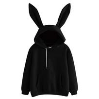 Autumn And Winter New Women's Original Cebu Guard Hooded Rabbit Sweater Solid Color Loose Type Casual Women's Tops L juoda