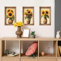 3 vnt. mediniai nuotraukų rėmeliai, saulėgrąžų vaza, miegamasis, svetainė, namų fonas, pagražinimas, sienų lipdukai 28*45cm*3pcs/fun-f506 914