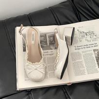 New Styles of Women's Shoes Such As Chunky-heeled Slippers and One-strap Sandals 35 juoda