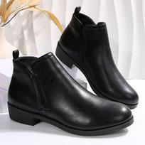 Naujo stiliaus odiniai batai, Viengubos aulinės basutės, Užtrauktuko testas, Ankle boots moteriški batai 36 juoda