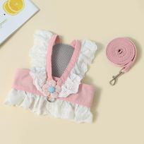Cat Leash, Chest and Back Strap with Small Flowers That Can Be Adjusted To Prevent Escape. Chest and Back Strap Pet Clothing for Cats and Kittens. XS mėlyna