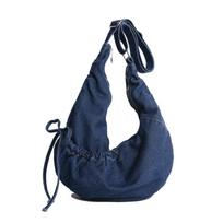 Lazy Dumpling Wrapped Women's Large Capacity Trendy Simple Business Shoulder Sling Bag šviesiai mėlyna spalva