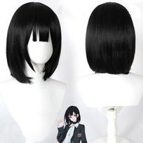 Anime Cosplay Perukas, Qiao Ling Juodi trumpi Bob plaukai Aukštos temperatūros pluošto sintetinė plaukų priaugintinė juoda
