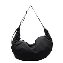 Commuter Crossbody Bag Pleated Pendant with Crescent Vagrant Bag Shoulder Bag Women's Nylon Fabric Dumpling Bag Large Capacity Crescent Bag juoda