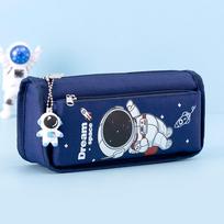 Kosmoso astronautas pieštukinė didelės talpos vaikiška kanceliarinė prekė mokyklinis mokinio animacinis drobės pieštukų krepšys 2 Layer Blue