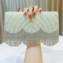 Pearl Water Diamond Dinner Bag Tassel Clutch Crossbody Single-shoulder Handbag auksas