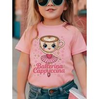 Ballerina Cappuccina Girls T-Shirt Italian Brainrot Funny Child T-Shirts Summer Fashion Short Sleeve Tops for Kids Cute Clothing 110