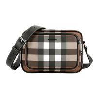 Burberry dryžuota biologiškai pagrįsta languota odinė paštininko krepšys peties krepšys fotoaparato krepšys per petį vyriški krepšiai Tamsiai riešutmedžio rudos spalvos 80491451 Basic Set (Bag+Dust Bag)