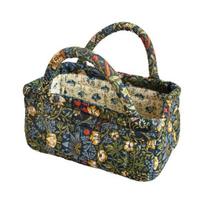 Quilted Floral Storage Basket Fabric Foldable Storage Tote with Handles Boho Collapsible Basket for Nursery Toys Towels Clothes Storage C
