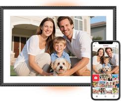 "Bestrip FRAMEO WiFi" skaitmeninis nuotraukų rėmelis 32GB - 10,1 colio IPS LCD jutiklinis ekranas su spalvą keičiančiu LED apšvietimu, išmanusis debesų nuotraukų rėmelis, dalijimasis nuotraukomis ir vaizdo įrašais per "Frameo" programėlę
