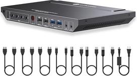 "AV Access" USB-C ir HDMI KVM jungiklis 4 kompiuteriams, 1 monitoriui, C tipo prievadas palaiko 60 W įkrovimą nešiojamajam kompiuteriui, 1080P@240Hz ir 2560×1440@144Hz, karštųjų klavišų jungiklis, USB 3.0 klaviatūros ir pelės koncentratorius namų biurui