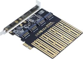 "Cablecc" PCI-E 1X į keturių NGFF B/M-Key SSD plokščių stalinių kompiuterių adapterio keitiklis SSD kortelė, suderinama su 4x/8x/16x