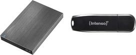 "Intenso" 6028680 "Memory Board" nešiojamasis kietasis diskas 2TB, nešiojamasis išorinis kietasis diskas 2TB - 2,5 colio, 5400 aps./min, 8MB spartinančioji atmintis, USB 3 "Anthracite" ir "Speed Line", 64GB "Memory Stick", USB Stick 3.2 Gen 1x1, juodas