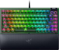 "Razer BlackWidow V4 75% Phantom Green Edition" - karšto keitimo mechaninė žaidimų klaviatūra (oranžiniai taktiliniai jungikliai, medijos ritinėlis su 2 specialiais medijos klavišais), JAV išdėstymas | Phantom Green