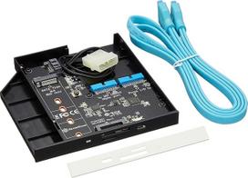 "SilverStone" SST-FPS01-C - 12,7 mm dėklo įkrovimo plona optinė įlanka su 1x USB 3.0, 1x C tipo USB 3.0, kortelių skaitytuvu, M.2 SATA tipo SSD lizdu