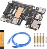 "Waveshare PCIe to MiniPCIe/Gigabit Ethernet/USB 3.2 Gen1 HAT+", suderinama su "Raspberry Pi 5", palaiko kelias operacines sistemas ir "MiniPCIe" sąsajos 4G modulį (be SIM7600G-H-PCIE), didelės spartos tinklai