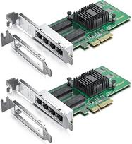 1000Mbps Gigabit Ethernet konvertuoto tinklo adapteris (NIC) su Intel I350 lustu | Ethernet PCI Express NIC tinklo kortelė | Keturi variniai RJ45 prievadai | PCI Express 2.1 X4 | Palyginti su Intel I350-T4, 2 vnt.