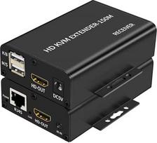 150 m HDMI KVM ilgintuvas per Cat5e Cat6 1080P HDMI USB KVM 150M ilgintuvas Transmit Loop Out Support USB Keyboard Mouse Extension