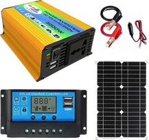 3000 W saulės inverterių rinkinys su vandeniui atsparia 18 W plokšte, 30 A valdikliu, USB prievadais ir LCD ekranu, skirtas naudoti namuose ir lauke