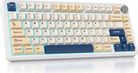 75 % belaidė klaviatūra su tarpine, TKL belaidė mechaninė žaidimų klaviatūra "Bluetooth/2.4 GHz/USB", amerikietiška QWERTY, iš anksto suteptas jungiklis PC, Mac Win, M75-Soy Milk