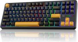 AULA F87 mechaninė žaidimų klaviatūra, 2.4G/Type-C/BT5.0 mechaninė belaidė klaviatūra su penkių sluoksnių paminkštinimu, RGB apšvietimu, "Hot-Swap", QWERTY, belaidė TKL kreminė klaviatūra (juoda)