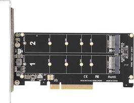 Dviguba M.2 NVME PCIE adapterio kortelė, 2 X 32Gb/s greičio X16 išplėtimo kortelė, M.2 SSD M Key Hard Drive Converter Reader Express adapteris (ph45)