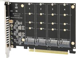 Dviguba M.2 PCIE adapterio kortelė, 4 prievadų M.2 NVMe SSD į PCIE X16 M rakto kietojo disko keitiklio skaitytuvas, 4x32Gb/s visiško greičio 3.0/4.0 kompiuterio vidinė išplėtimo kortelė (ph44)