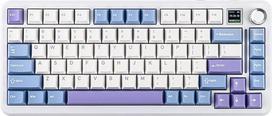 EPOMAKER Cypher81 75% mechaninė klaviatūra su TFT ekranu ir mygtukais, C tipo/BT/2.4G belaidė žaidimų klaviatūra, tvirtinama ant tarpinės, su RGB apšvietimu, skirta PC/Mac (baltai mėlyna, Wisteria Linear)