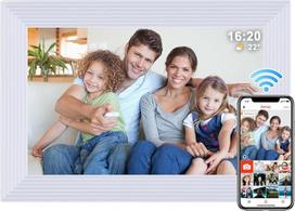 Frameo WiFi Digitaler Bilderrahmen 10,1 Zoll - 1280x800 HD IPS jutiklinis ekranas Bilderrahmen Elektronisch, 32GB kaupiklis, automatinis sukimas, Wandmontage, Digitaler Bilderrahmen zum Teilen von Fotos und Videos