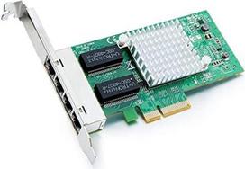 Gigabitinio tinklo adapteris (NIC/CNA), keturi variniai RJ45 prievadai, skirtas "Intel 82580", PCI Express 2.0 X4