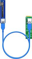 GLOTRENDS UEX108 600mm M.2 į PCIe-X4 Riser kabelis (PCIe 3.0 X1 greitis), skirtas kortelėms (M.2, USB, garso ir kt.)