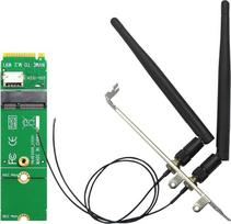 GLOTRENDS WA04 M.2 "Key E" - "Key M" "WiFi" adapteris, skirtas M.2 "WiFi" 4/5/6/6/6e/7 moduliui, su 3,5 dBi SMA antenos rinkiniais