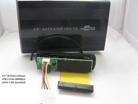 Išorinio USB kietojo disko metalinis 3,5 colio (8,9 cm) USB 2.0 juodos spalvos SATA ir IDE jungtis