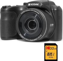 Kodak Pixpro Astro Zoom AZ255 + SD atminties kortelė 32GB - Skaitmeninis tilto fotoaparatas 16 MP, 25x priartinimas, HD 1080p vaizdo įrašas, 24 mm platus kampas, 3 LCD ekranas, AA baterija - juodas