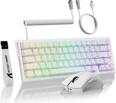MAMBASNAKE ATTACK SHARK X68 HE Rapid Trigger-Tastatur & R1-Maus & 8KHz-Spiralkabel Kombinationen, 0,01 mm RT-Genauigkeit, 8KHz Wired Magnetische Tastatur, R1 Kabellose Gaming-Maus, für PC/Mac-Weiße