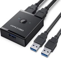 NFHK KVM USB 3.0 dvikrypčio jungiklio selektorius 2-1 kompiuterio bendrinimui arba 1-2 šakotuvui klaviatūrai, pelei, skeneriui, spausdintuvui