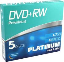 Platinum 4,7GB tuščias DVD + RW (4x greitis, 120 min., DVD perrašomas) Plonas dėklas, 5 vnt.
