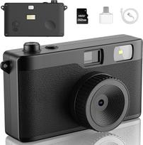 Retro skaitmeninis fotoaparatas, senovinis fotoaparatas be ekrano su ryškia šviesa, 12 MP nuotraukos, vienkartinio fotoaparato pakaitalas, "pasidaryk pats" filtras, įkraunamas fotoaparatas su 32GB "MicroSD" kortele tūkstančiams nuotraukų