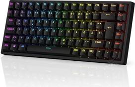 RK ROYAL KLUDGE RK84-DE 75% žaidimų klaviatūra, 85 klavišų kompaktiška klaviatūra, "Bluetooth" mechaninė klaviatūra, rudas jungiklis, RGB apšvietimas, 2,4 GHz žaidimų klaviatūra "Mac" ir "Win, QWERTZ