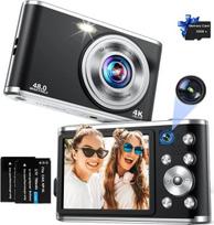 Skaitmeninis fotoaparatas, automatinio fokusavimo 4K kompaktiškas fotoaparatas su dvigubu fotoaparatu ir 32GB atminties kortele HD 48 MP 16X skaitmeninis priartinimas 2,8 colių didelis ekranas Skaitmeninis fotoaparatas pradedantiesiems (juodas)