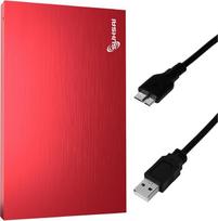 SUHSAI Nešiojamasis išorinis kietasis diskas 500GB kišeninio dydžio atsarginis kietasis diskas 2,5" USB 3.0 "Hardride", suderinamas su žaidimų kompiuteriu "Mac" nešiojamuoju kompiuteriu PS3 PS4 Raudona
