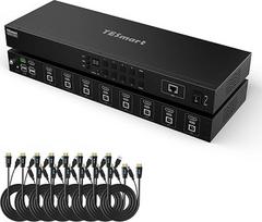 TESmart HDMI KVM jungiklis 8x1 8 prievadai 4K@30Hz USB 2.0 Rackmount KVM Enterprise Grade EDID emuliatorius Karštųjų klavišų jungiklis RS232 LAN prievadas IR nuotolinis IP valdymas Automatinis nuskaitymas su 8
