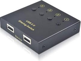 USB jungiklis 4 kompiuteriams ir 2 įrenginiams - 2.0 periferinių įrenginių jungiklis pelei, klaviatūrai, skaitytuvui, spausdintuvui