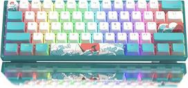 WK61 mechaninė klaviatūra 60%, laidinė žaidimų klaviatūra, "Hot-Swap" RGB su PBT "Coral Sea" klavišų dangteliais, skirta "Windows" kompiuteriams - linijinis raudonas jungiklis