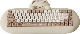 YUNZII C68 belaidė mechaninė klaviatūra, 65 % žaidimų klaviatūra su karštu keitimu, trigubas režimas BT5.0/2.4G/laidinis, RGB apšvietimas NKRO, miela katės silikoninė klaviatūra Win/Mac (ruda katė, pieno jungiklis)