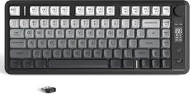 ZIYOU LANG M75 belaidė žaidimų klaviatūra su išmaniuoju ekranu ir sukamąja rankenėle, "Bluetooth" / 2,4 GHz PBT klavišai, vaivorykštinio apšvietimo TKL membraninė klaviatūra su 82 klavišais, juoda
