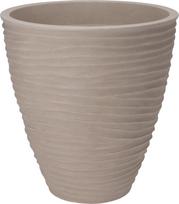 Plastikinis lauko vazonas, ovalus, kreminės sp., 40 x 42 cm