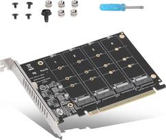 "Annadue PCIE" išplėtimo kortelė, M.2 NVME SSD į PCIE X16 adapterio kortelė, 4 prievadų didelės spartos 4x32Gb/s "Soft Raid" kortelė su pasirinktiniu LED ekranu, skirta kompiuteriui