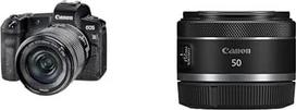 "Canon EOS RP" sisteminis fotoaparatas su objektyvu RF 24-105 mm F4-7.1 is STM ir RF 50 mm F1.8 STM objektyvu Kompaktiškas ir lengvas, didelis šviesos intensyvumas 1:1.8