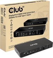 "Club 3D KVM" perjungiklis / dokas "DisplayPort" / HDMI 4K60Hz 2 USB tipo C įėjimams